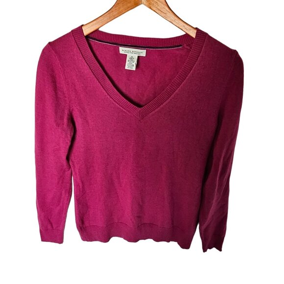 Banana Republic Extra Fine Merino Wool V Neck Sweater Pink‎ Purple M Medium - Picture 6 of 9